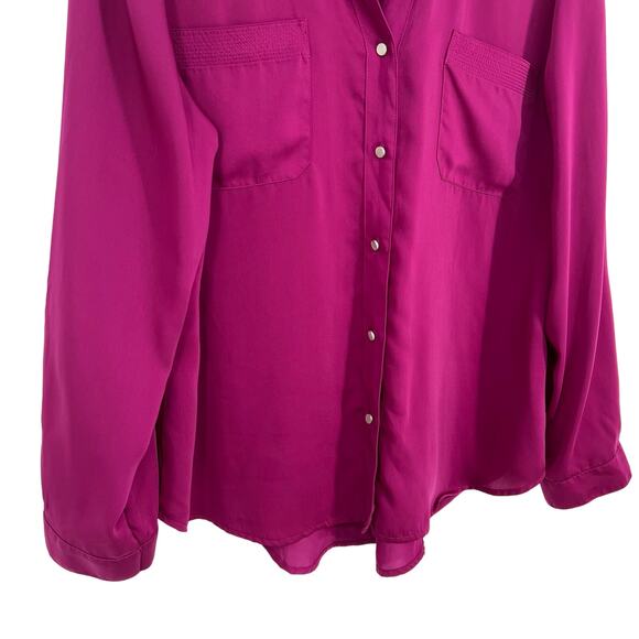 Chicos LARGE 2 Formal Long Sleeve Deep Fuchsia Elegant Dinner Blouse Shirt Top - Picture 4 of 8